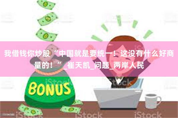 我借钱你炒股 “中国就是要统一！这没有什么好商量的！”_崔天凯_问题_两岸人民